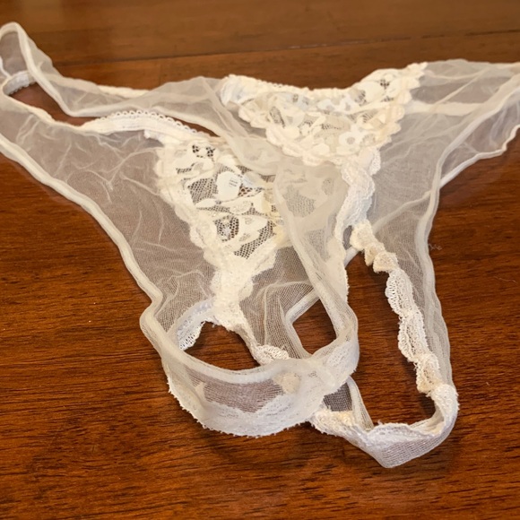 Frederick's of Hollywood White Lace Panty one size made in USA retro!